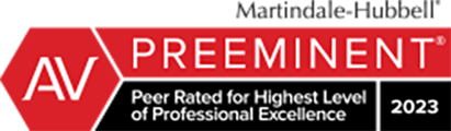 Logo Recognizing Jason R. Schultz P.C.'s affiliation with Martindale Hubbell Preeminent Professional 2023